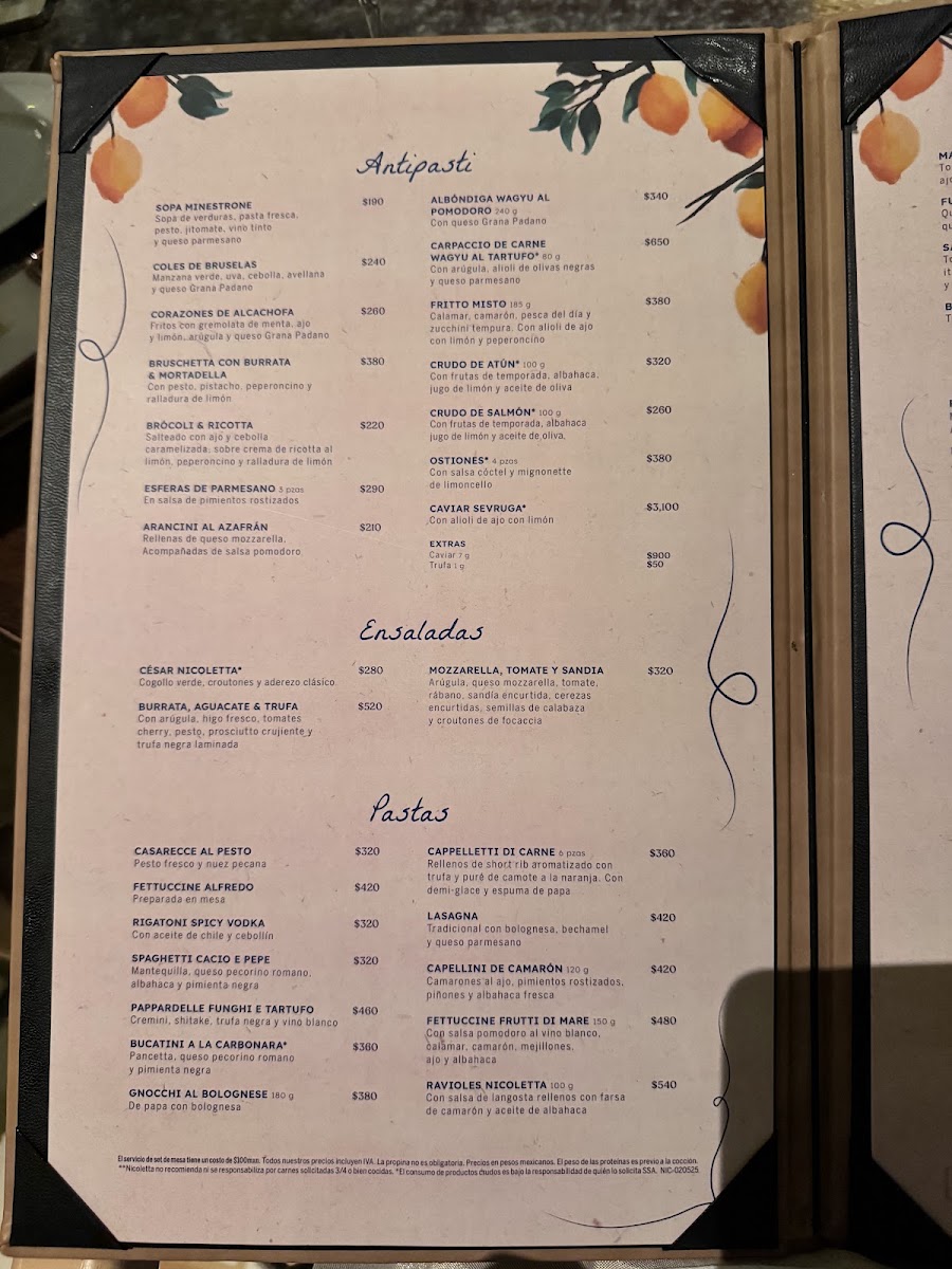 Menu - Nicoletta | Italian Restaurant In CancunPhoto 6